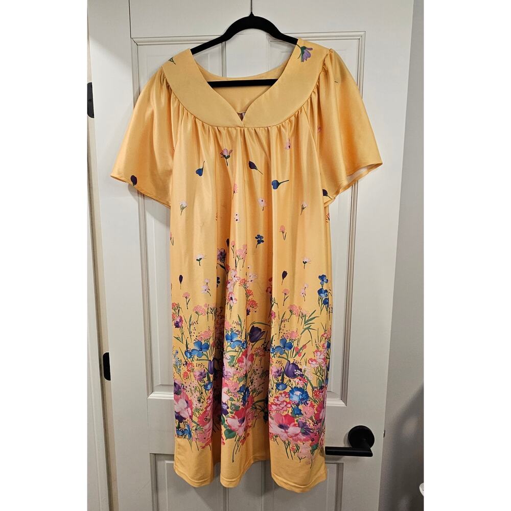 Anthony Richard's Yellow Floral Mumu House Dress Size 2XL